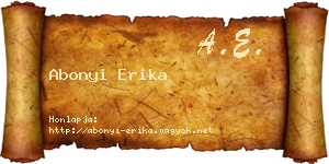 Abonyi Erika névjegykártya